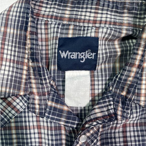 Vintage 80's WRANGLER Plaid Snap Button Shirt / Sz L/XL / Western Mens - Picture 8 of 8